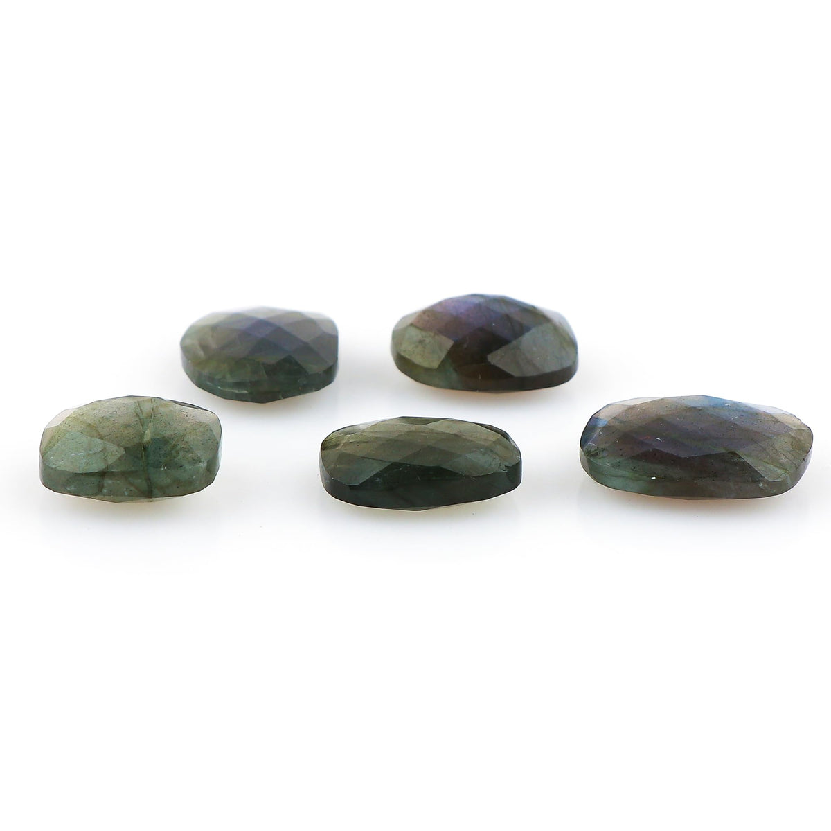 CRYSTALIS Blue Labradorite (5pcs) (12-18mm) Natural Loose Gemstone, Checkerboard-Cut, Wholesale Bulk Cabochons Jewelry Making Supply, Chakra Healing Polished Stone, Wire Wrapping, DIY, Gem Collection
