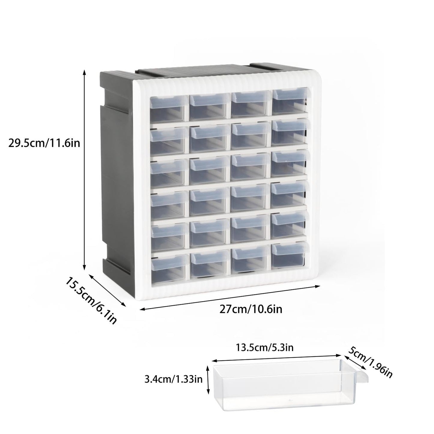 Gonice Craft Cabinet Organizer, 24 Drawer Plastic Parts Cabinet, Tool Storage Box for Screws, Nuts and Small Parts