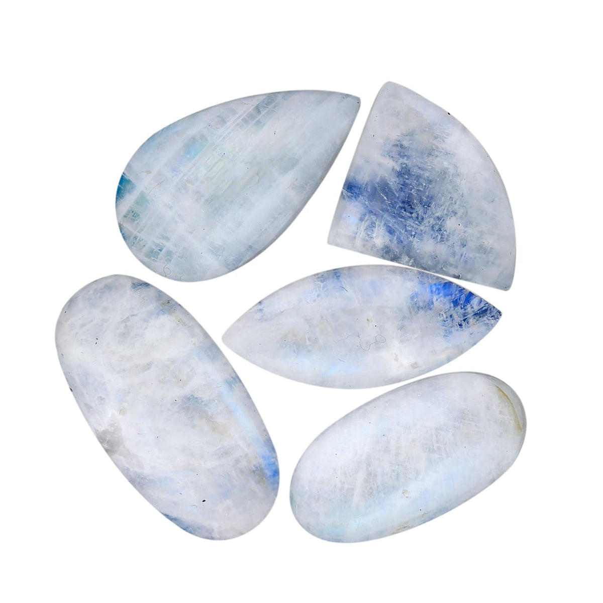 ColouredRocks (5pcs RAINBOW MOONSTONE Natural Cabochon Mix Shape Crystals, Loose Gemstone, Wholesale Polished Supply, Jewelry Making, DIY Craft, Gem Collection (15-20 mm.)