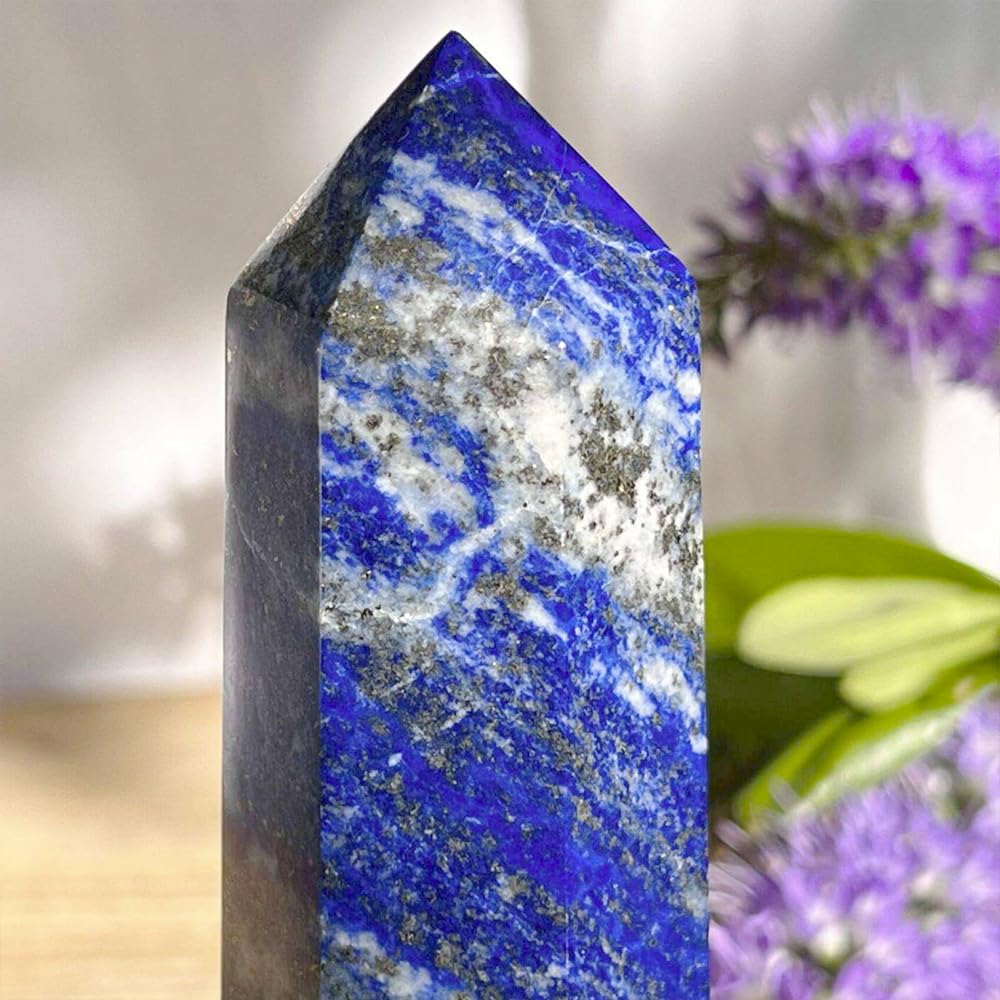 Natural Stone and Crystals Point Wand Reiki Healing Stone Rose Quartz Amethyst Home Decor Mineral Stones Crafts (5.9inch Wand Lapis Lazuli)