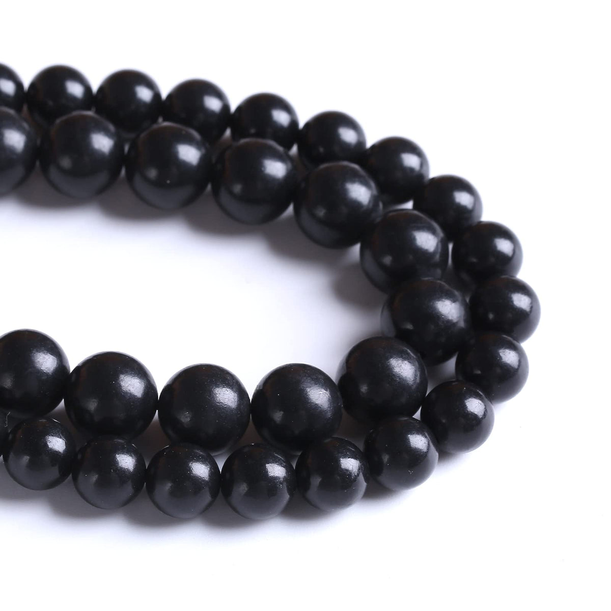 8MM 46PCS Natural Stone Shungite Beads Crystal Loose Beads for Jewelry Making DIY Bracelet