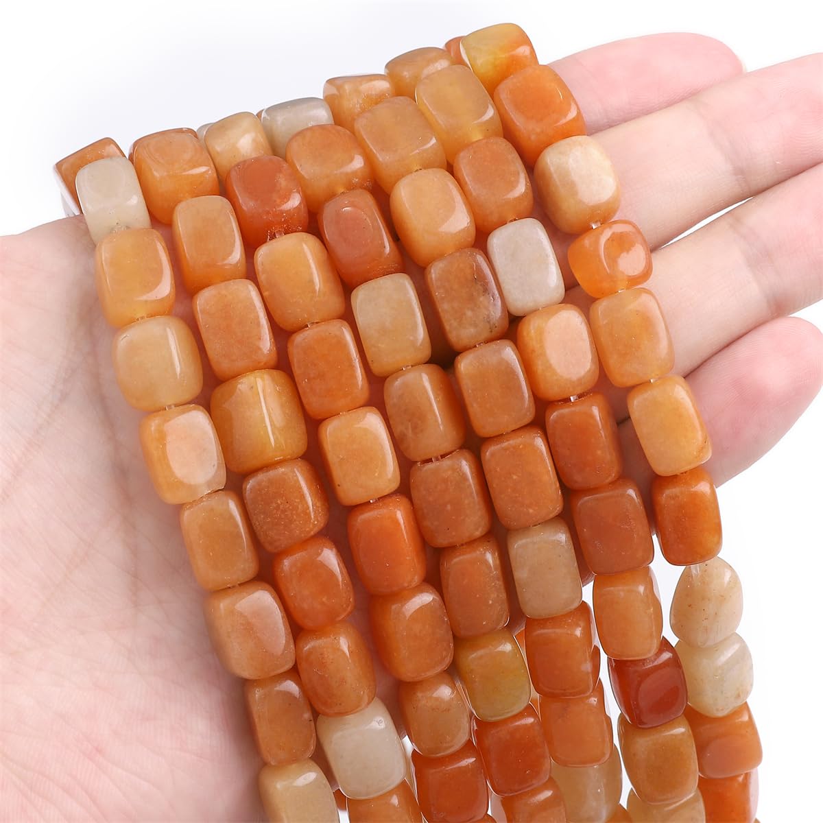 BEADIA Natural Red Aventurine Cuboid Stone Loose Semi Gemstone Beads for Jewelry Making 8mmx12mm 38cm/Strand