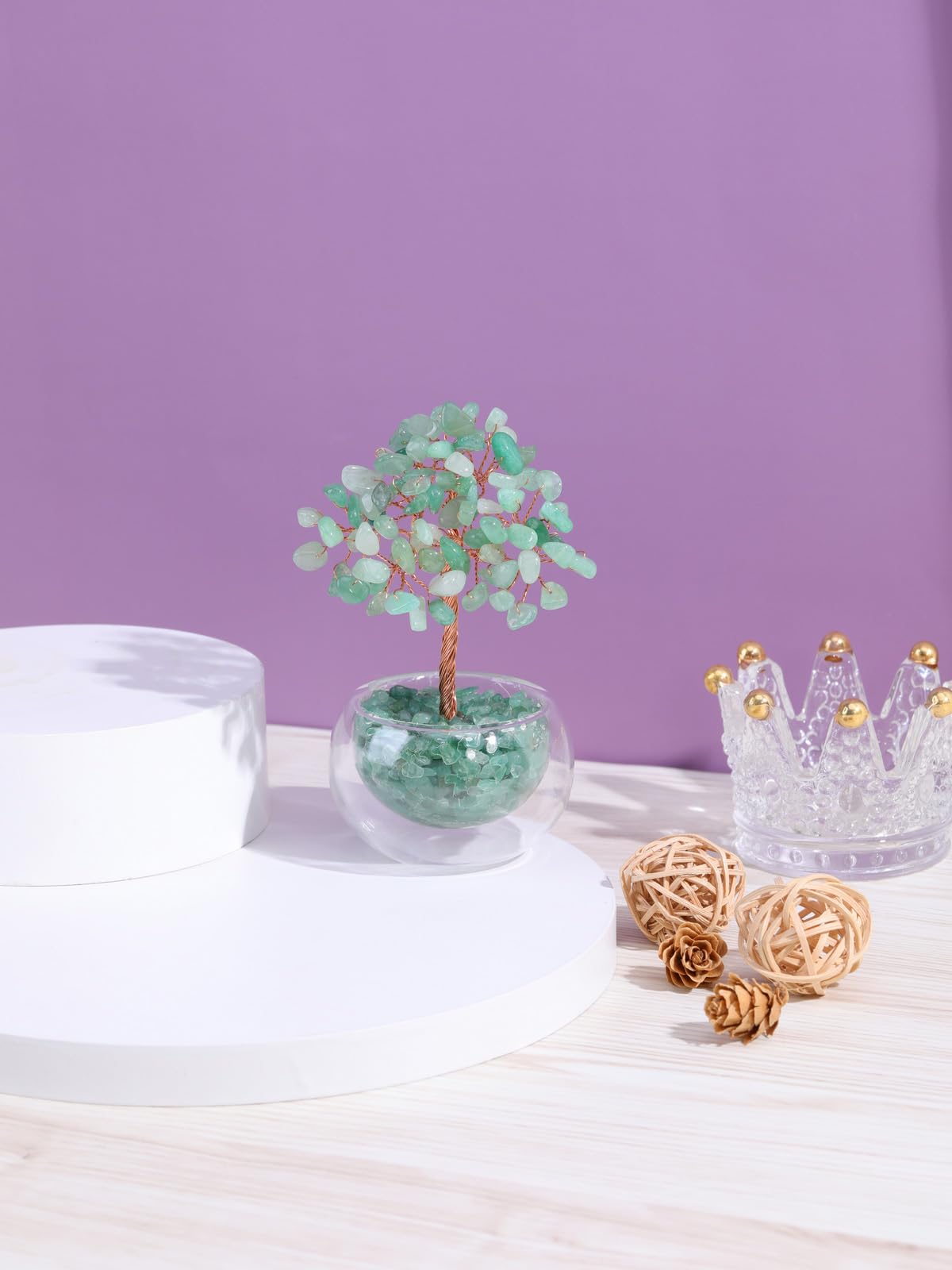 PESOENTH Green Aventurine Tree Crystal Tree of Life Gifts for Women Mom Birthday,Green Crystal Bonsai Tree Healing Stone Gem Trees Spiritual Home Room Decor Gifts for Women
