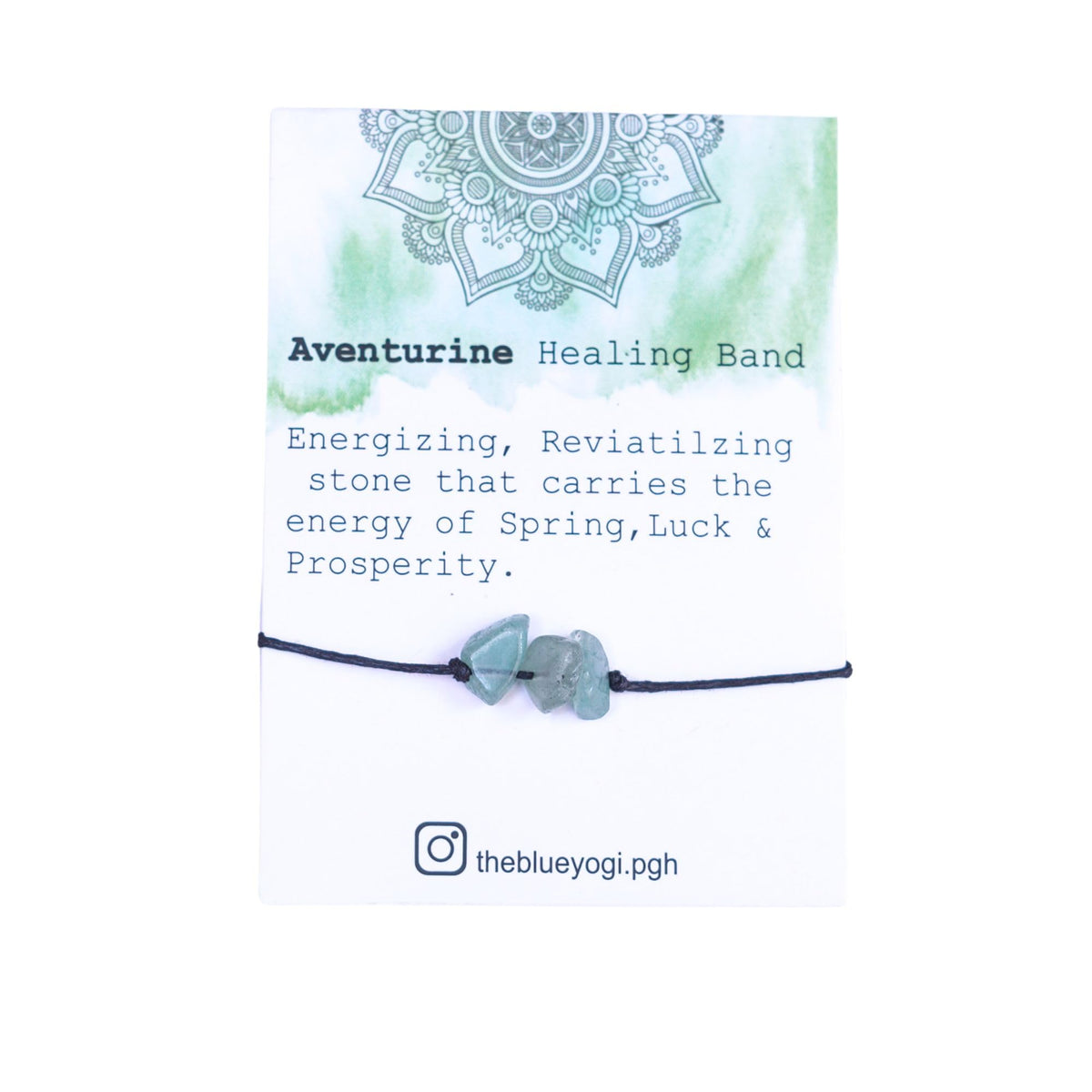 The Blue Yogi Aventurine Healing Bracelet Anklet, Adjustable Cord Crystal Bracelet for Women Men, Spiritual Protection Jewelry with Affirmation Card