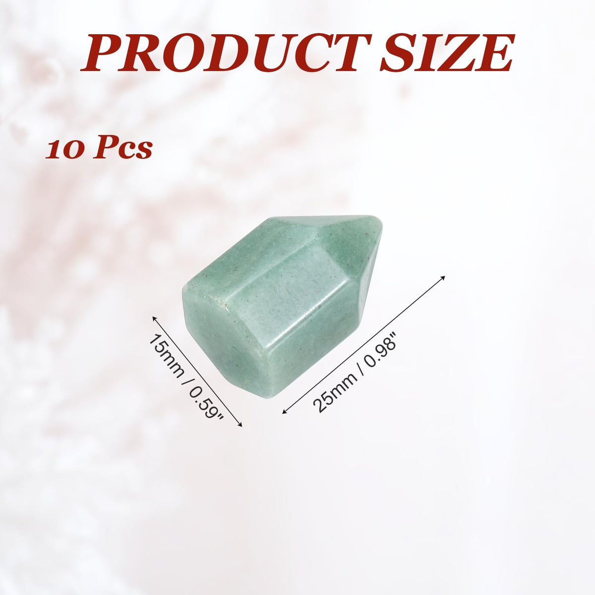 MECCANIXITY Crystals Wands Green Aventurine Hexagonal Faceted Single Points Towers Pocket Polished Stone Bulk for Energy Chakra Meditation Crystal Healing, 15 x 25mm (Green),5Pcs