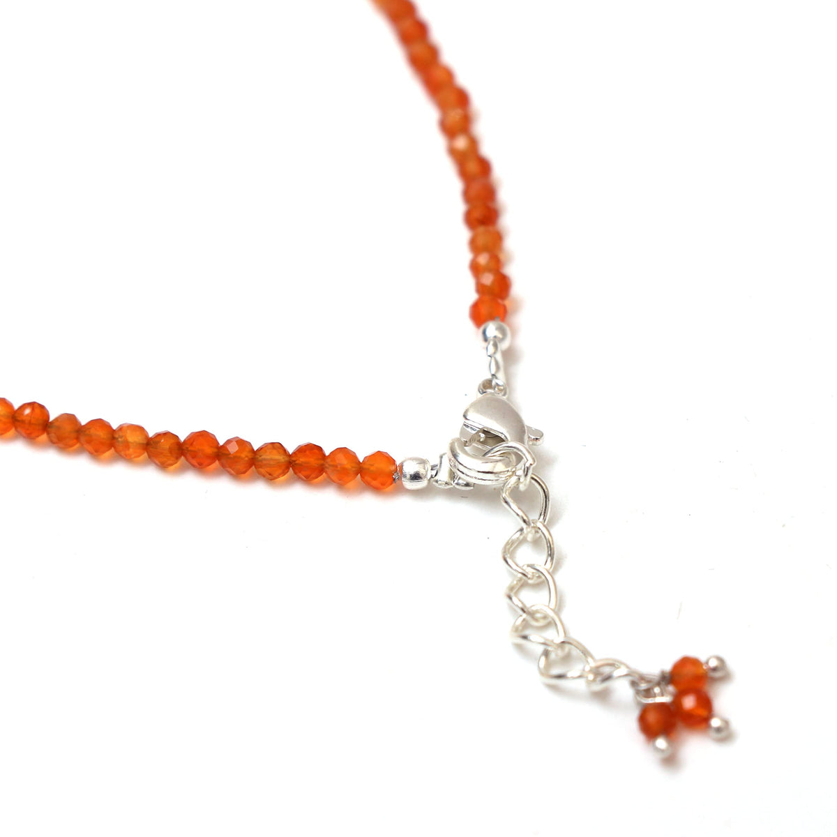 Gempires Handmade Carnelian Gemstone Beaded Bracelet for Women | 2.4–2.5 mm Faceted Natural Stone | Adjustable 7+1 Inch Silver Plated Chain | Dainty Minimalist Stacking Jewelry | Orange Stone Gift