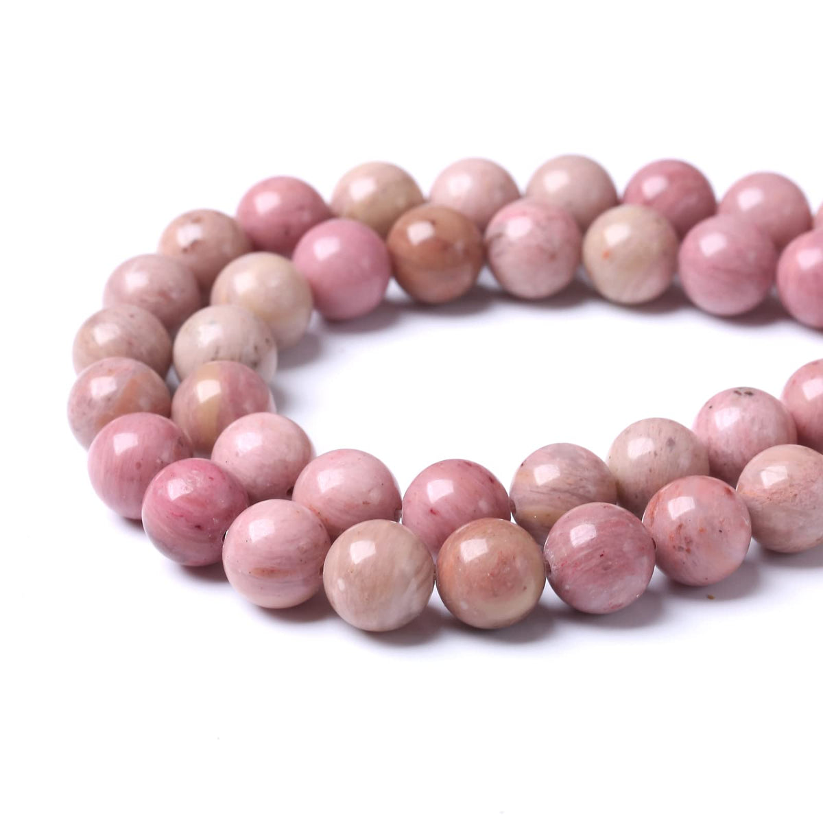 45PCS 8MM Natural Rhodonite Beads Round Loose Stone Beads for Jewelry Making DIY Energy Stone Healing Power Bracelet 15"