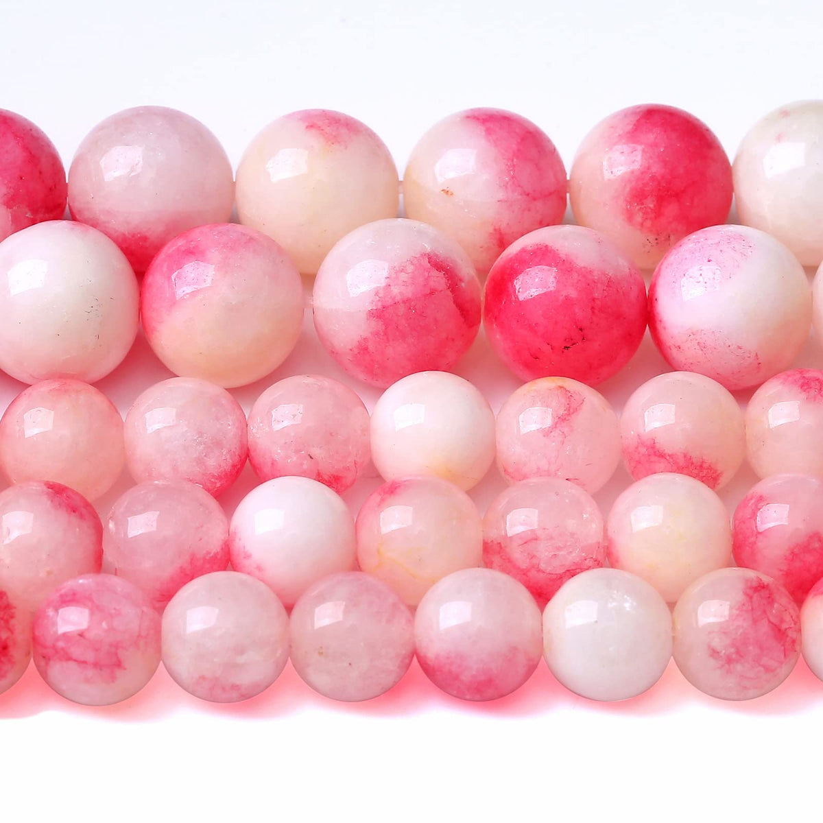 12MM 32PCS Pink Tourmaline Jade Stone Beads for Jewelry Making DIY Bracelet Necklace 15"