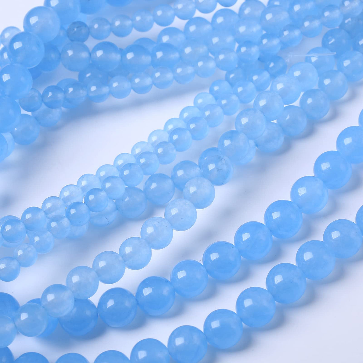 60PCS 6MM Natural Aquamarine Chalcedony Stone Beads Energy Healing Beads for DIY Jewelry Bracelet Necklace Making for Jewelry Making15Inch