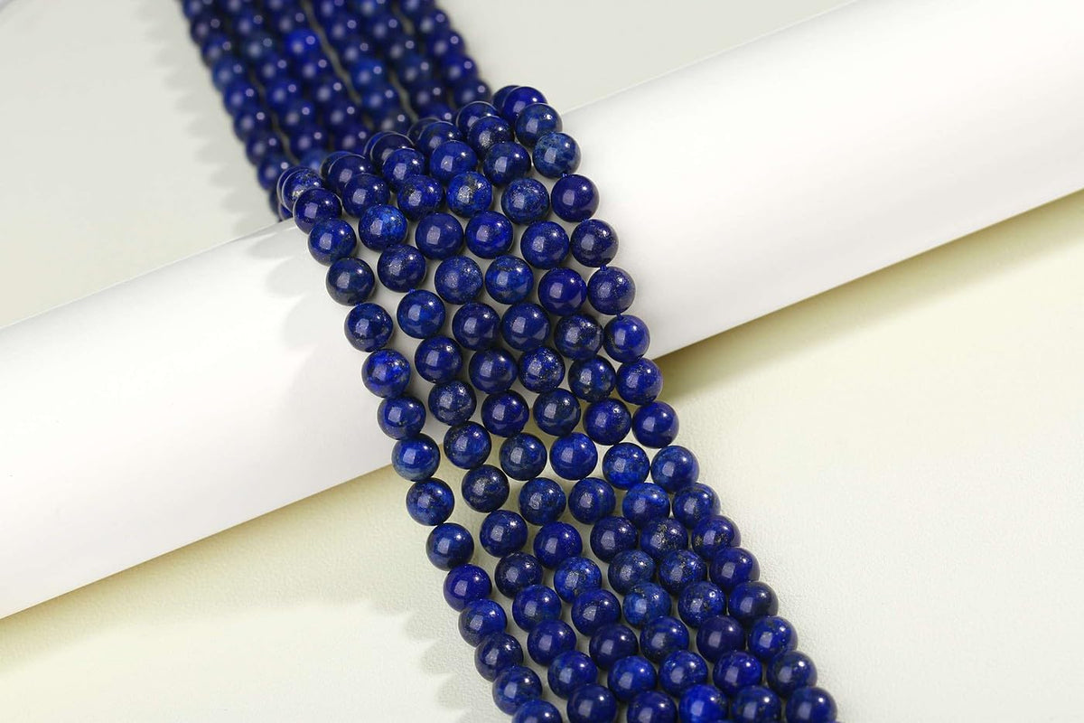 LAIDANLA Lapis Lazuli 8mm Natural Stone Beads Round Loose Gemstone Stone Beads for DIY Bracelet Necklace Earrings Jewelry Making Polishing Genuine Real Beading Crystal 96PCS 2 Strand 32"