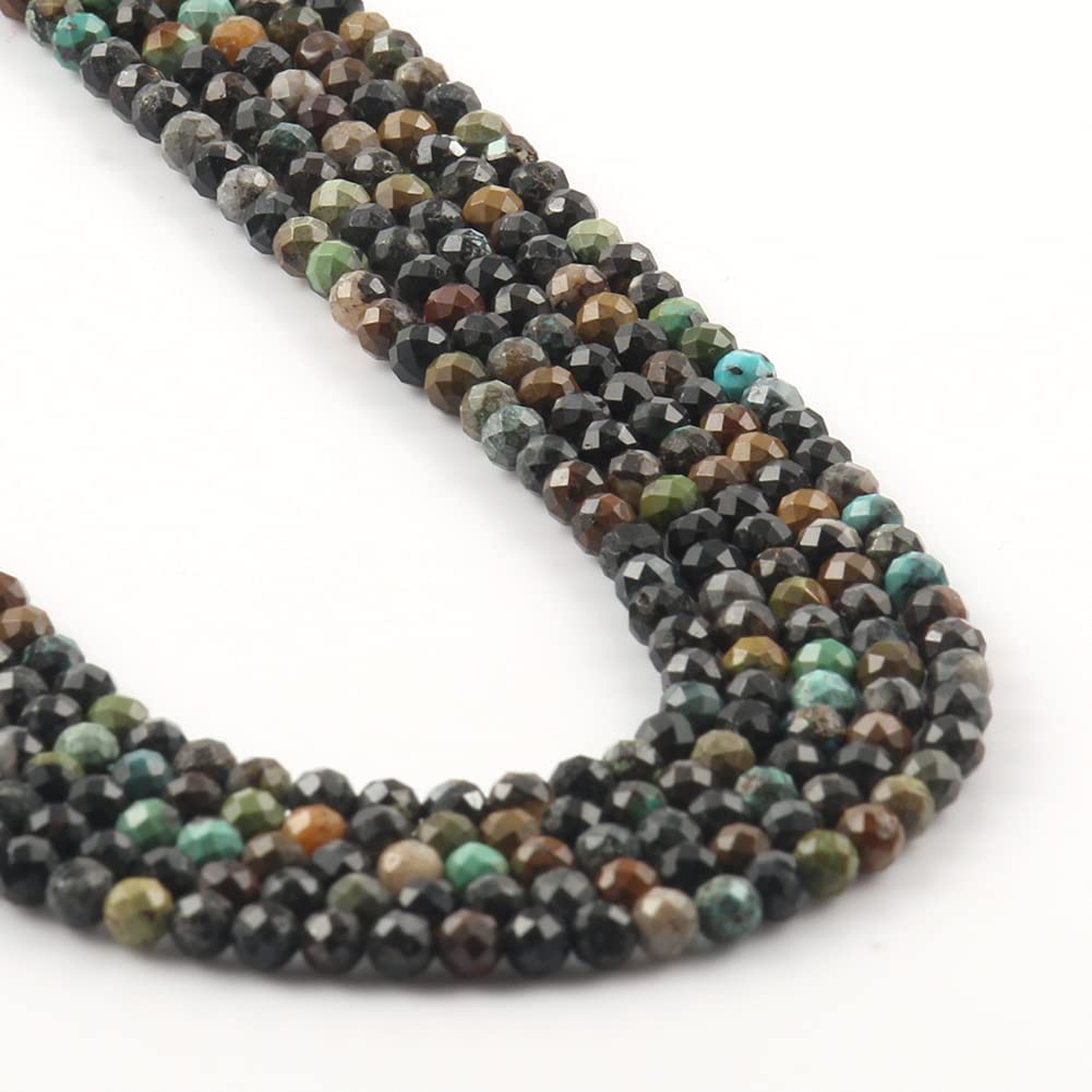 Song Xi 180pcs 2mm Natural African Turquoise Gemstone Beads Faceted Round Loose Stone Beads for Jewelry Making