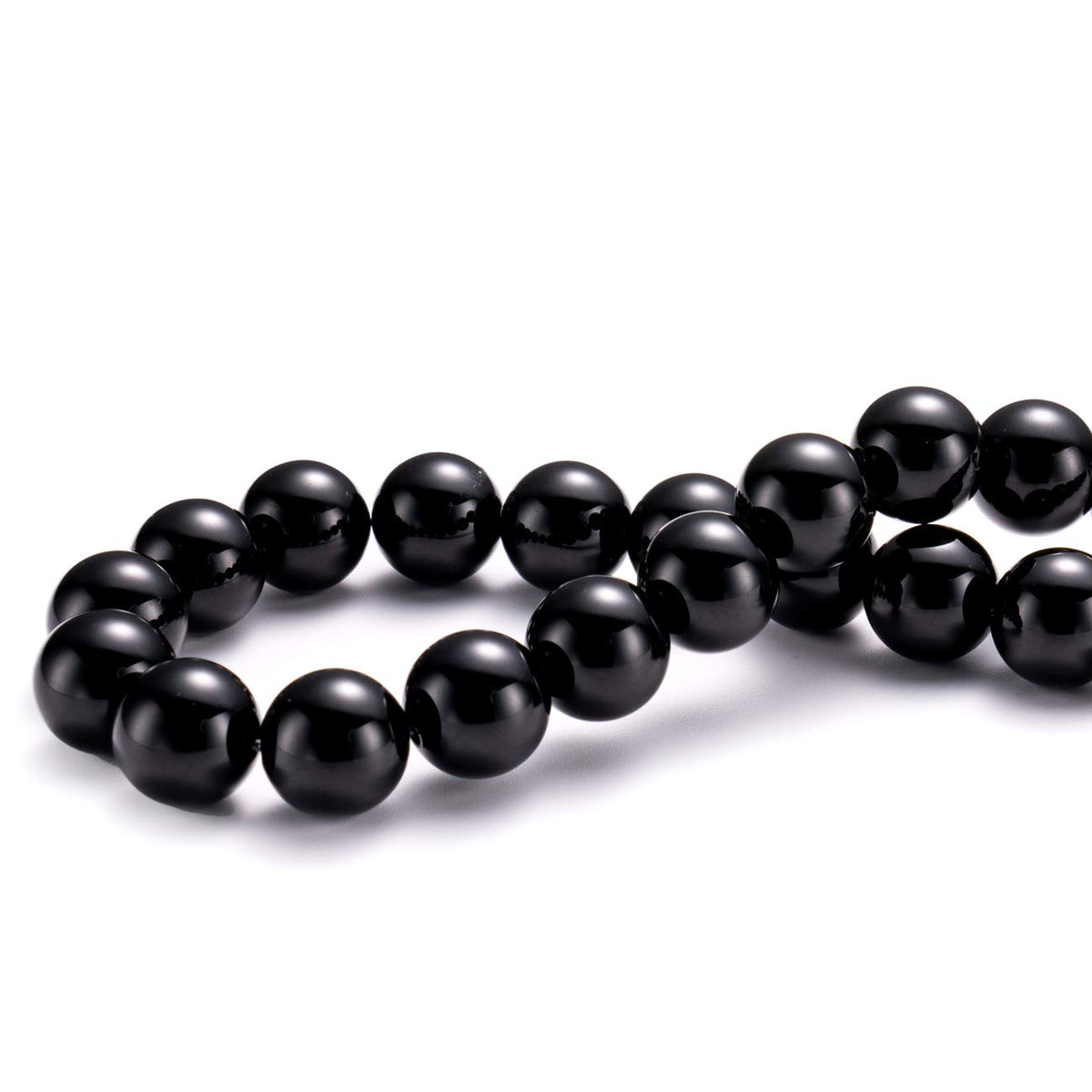 BEADIA Natural Black Onyx Stone Round Loose Semi Gemstone Beads for Jewelry Making 10MM 38PCS