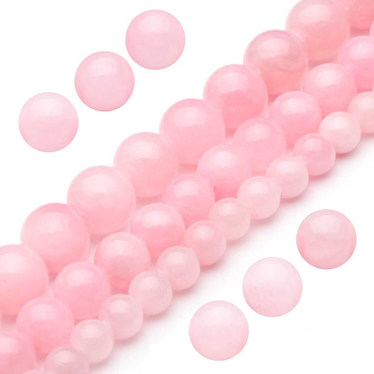 Youngbling Natural Gemstone Beads for Jewelry Making,8mm Pink Jade Polished Round Smooth Stone Beads for Bracelet Necklace 15 Inch(Pink Jade,8mm)