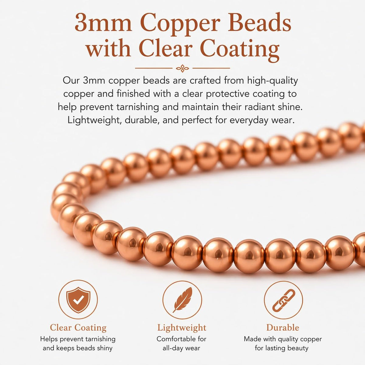 The Blue Yogi Smoky Quartz & Natural Copper Bead Bracelet for Men & Women – Healing Crystal Energy Bracelet for Protection & Positivity