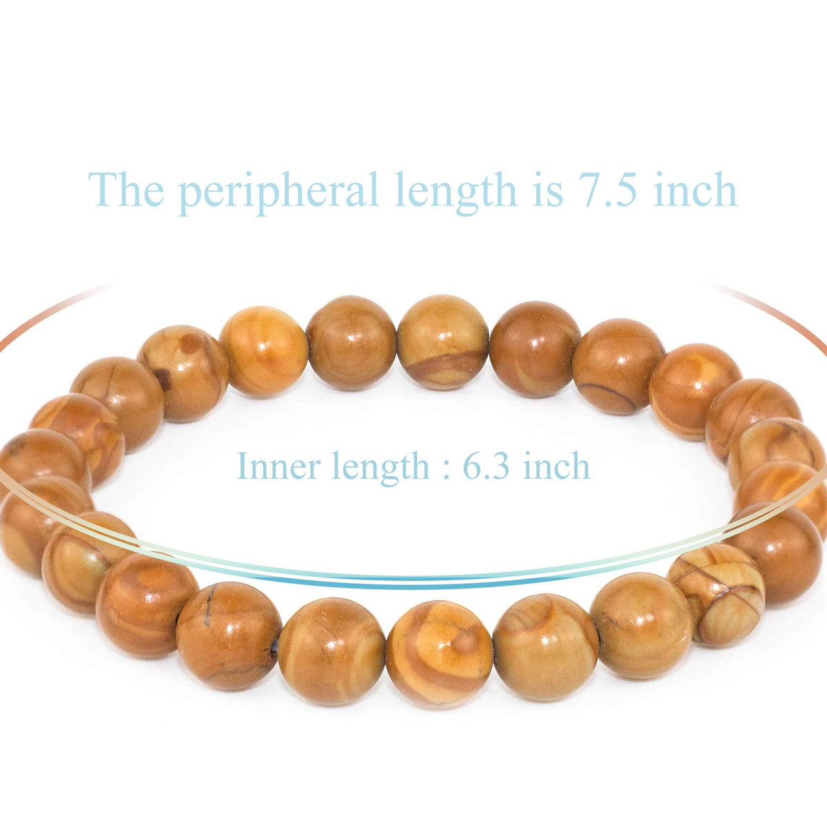 DAZCOLO 8mm Natural Gemstone Stretch Bracelet, Handmade Unisex Crystal Bracelets for Meditation, Yoga, Spiritual Healing & Positive Energy (Woodgrain Jasper)