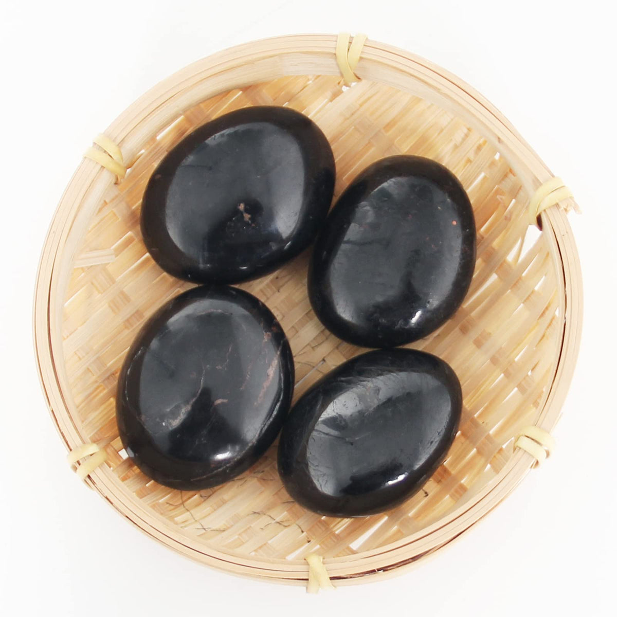 Orientrea Black Tourmaline Stone - 4 Pcs Black Tourmaline Palm Stone Pocket Energy Stone, Smooth Healing Crystal and Worry Stones