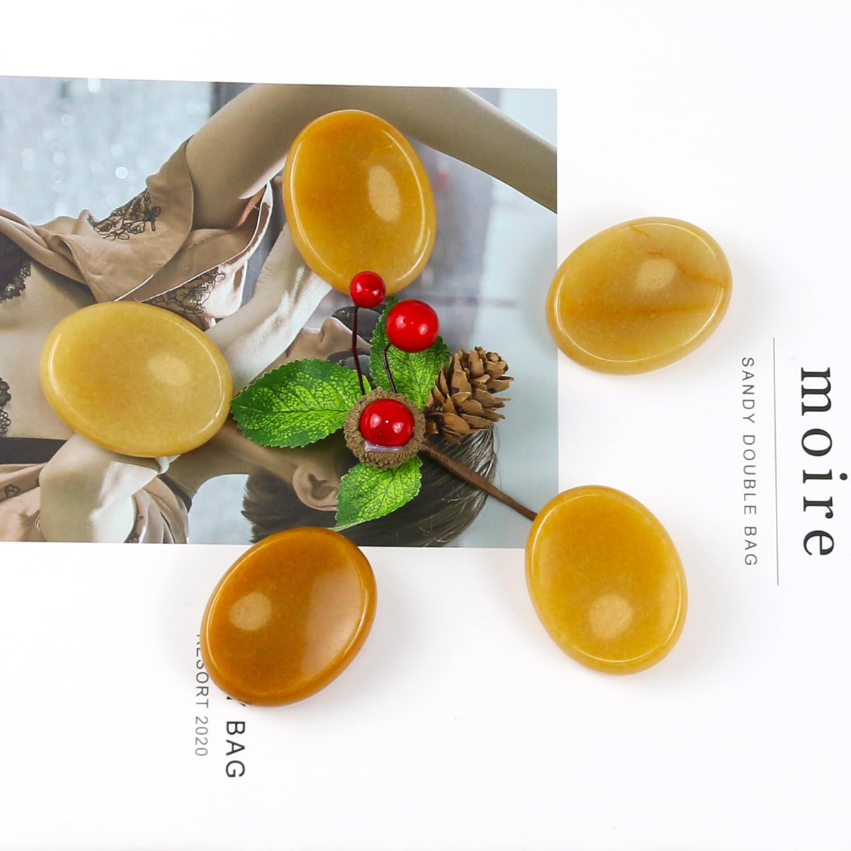 Nvzi Worry Stones Citrine Crystal, Chakra Crystals and Healing Stones, Oval Palm Stone, Thumb Stone, Crystals for Beginners, Spiritual Gifts for Women, Meditation Accessories (1PCS