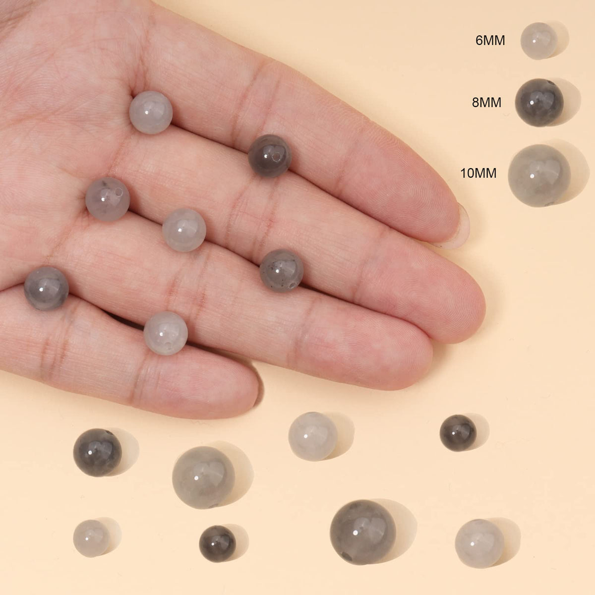45pcs 8mm Natural Cloudy Quartz Crystal Gemstone Beads Energy Healing Crystal Round Loose Stone Beads for Jewelry Making, DIY Bracelets Necklaces