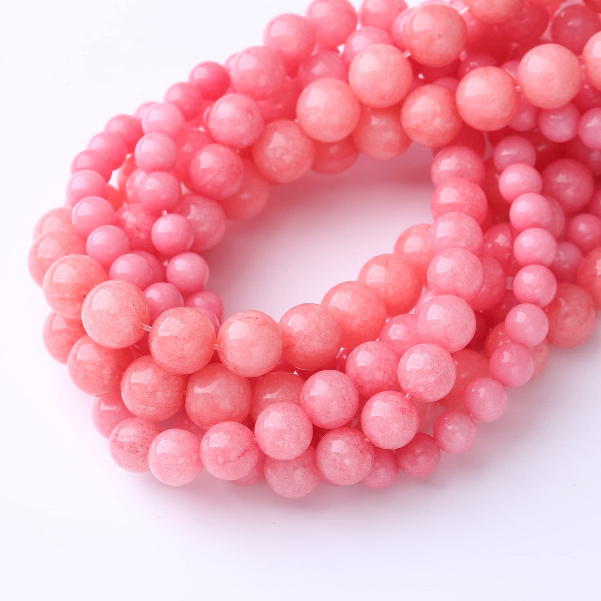 36PCS 10MM Natural Pink Jade Stone Beads Energy Healing Beads for DIY Jewelry Bracelet Necklace Making for Jewelry Making15Inch