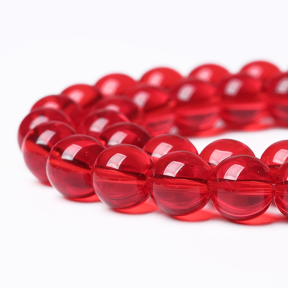 8mm 46pcs Garnet Red Glass Crystal Beads Natural Stone Beads for Jewelry Making Crystal Energy Healing Power Stone Beads DIY Bracelet Necklace Accessories (Red Glass, 8mm)