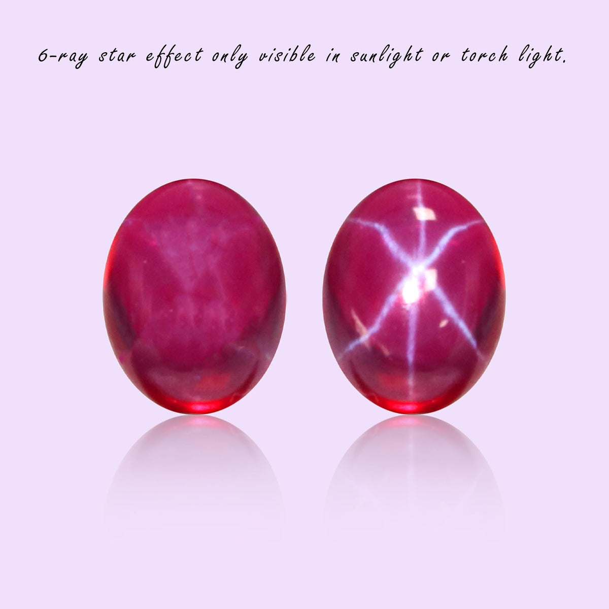 GEMHUB Natural Red Star Ruby 5.85 Carat Oval Cabochon Loose Gemstone with 6 Rays Certified Ruby Stone for Jewelry Making and Collection
