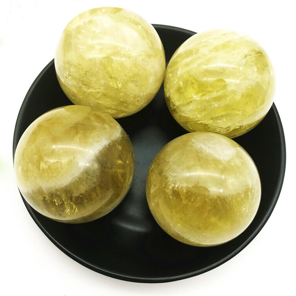AierCrystal 6-7cm/2.36-2.75inch Citrine Ball Polished Natural Yellow Crystal Sphere Decorative Sphere Healing Crystals Ball Healing Stone Crafts Home Decor Ornament Gifts (Citrine 60-70mm)