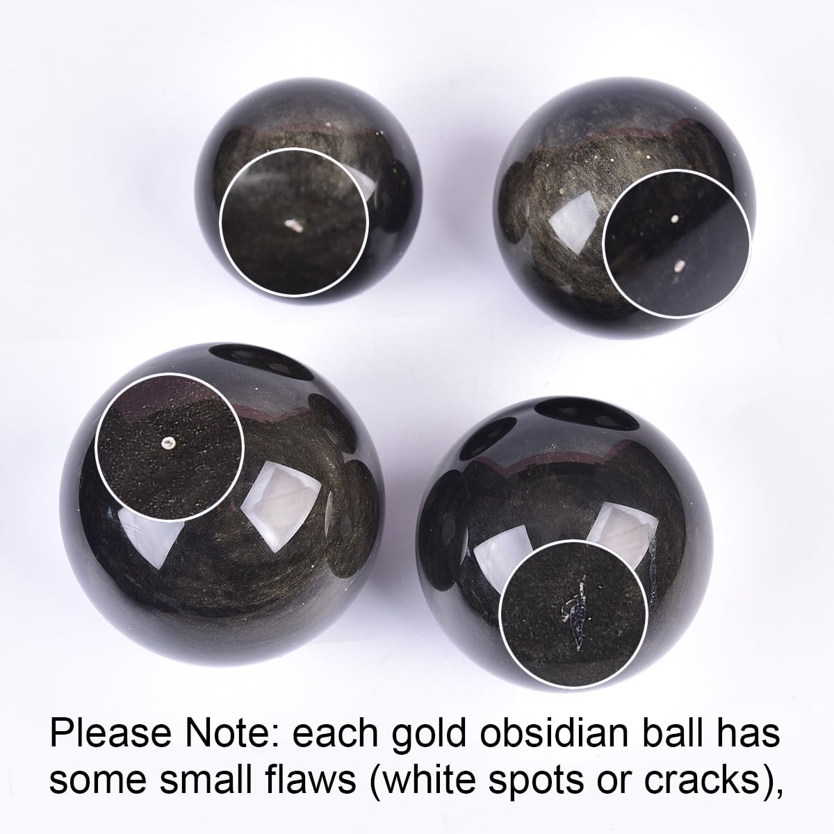 JIC Gem Golden Obsidian Crystal Sphere Large Healing Crystal Ball with Stand Ornament Meditation Witchcraft Decor 2.3-2.7 inch(60-70mm)
