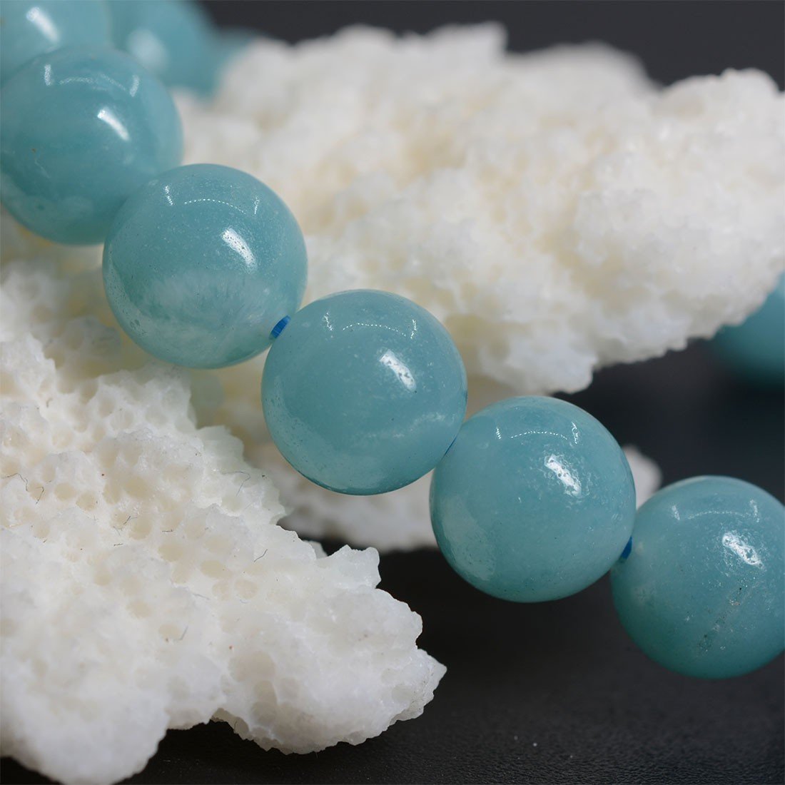 Justinstones Natural Blue Amazonite Gemstone 8mm Round Beads Stretch Bracelet 7 Inch Unisex