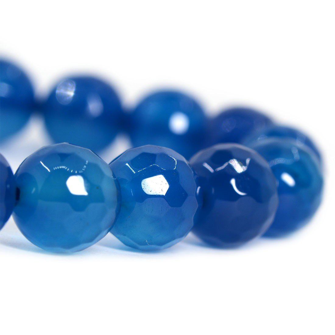 Justinstones Faceted Blue Agate Gemstone 8mm Round Beads Stretch Bracelet 7 Inch Unisex