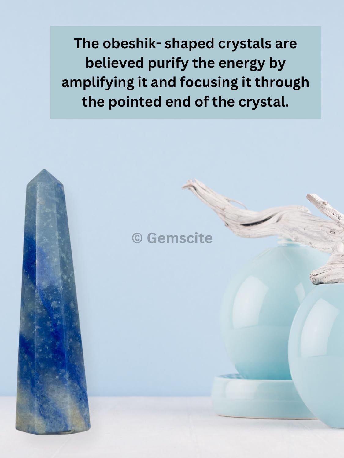 WholesaleGemShop 3 Inch (70 mm) Gemstones Dumortierite Obelisk Tower Jumbo Facet Aura Rock Crystal Natural Polished Earth Wand Spirit
