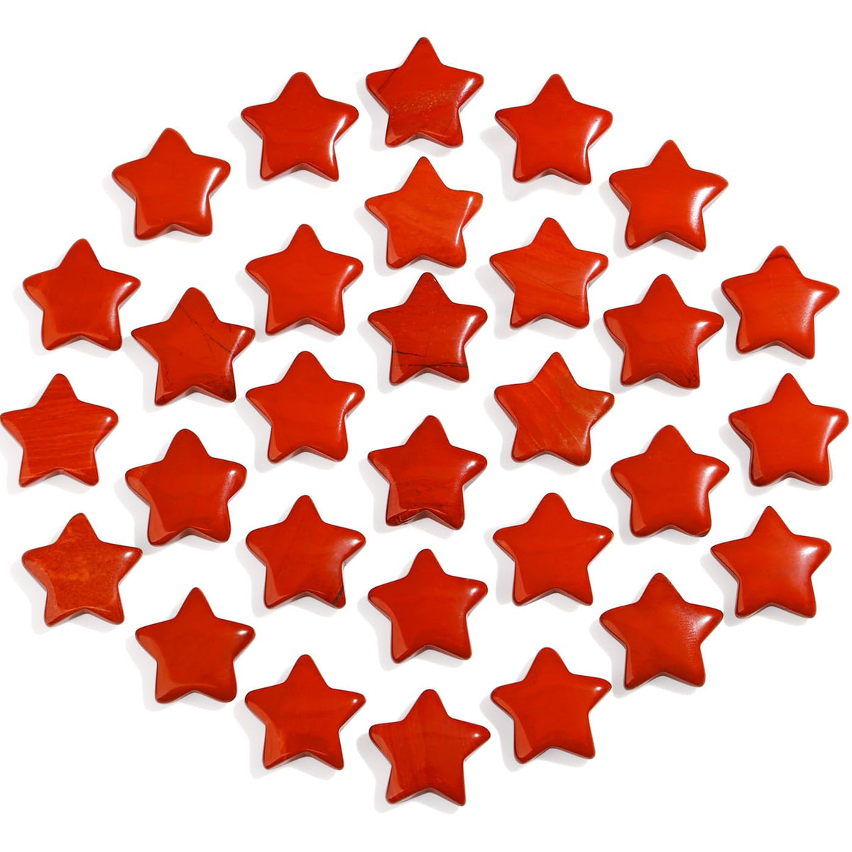 DUQGUHO 20 Pcs Red Jasper Crystals Star Crystal Set Natural Healing Crystal Bulk Polished Stone Pocket Palm Protection Sacred Meditation Energy Reiki Balancing Gift