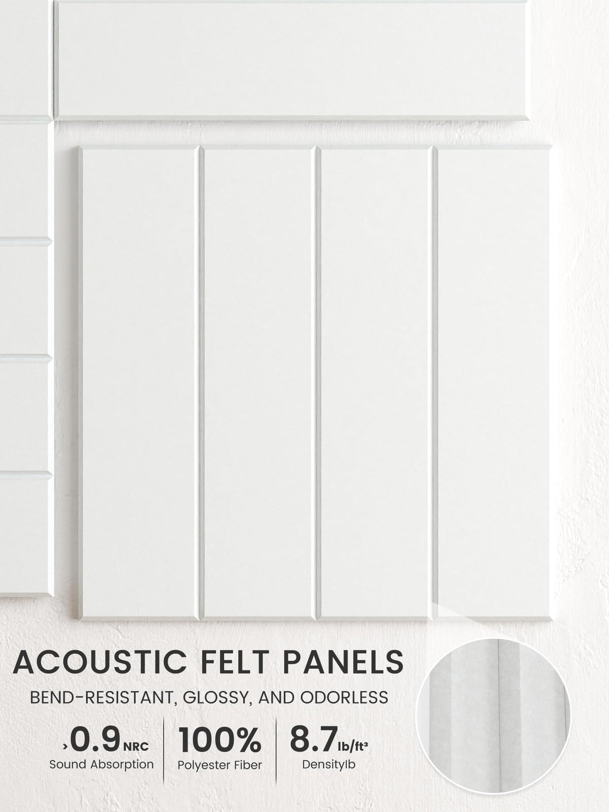 Bumusty Large Cork Board Alternative-48 x 36" Felt Bulletin Board Tiles, with 30 Pushpins, 70 Adhesive Tabs, Bold-Stripe 12-Pack, Cork Boards for Office Push Pin Board Felt Board-Cold White