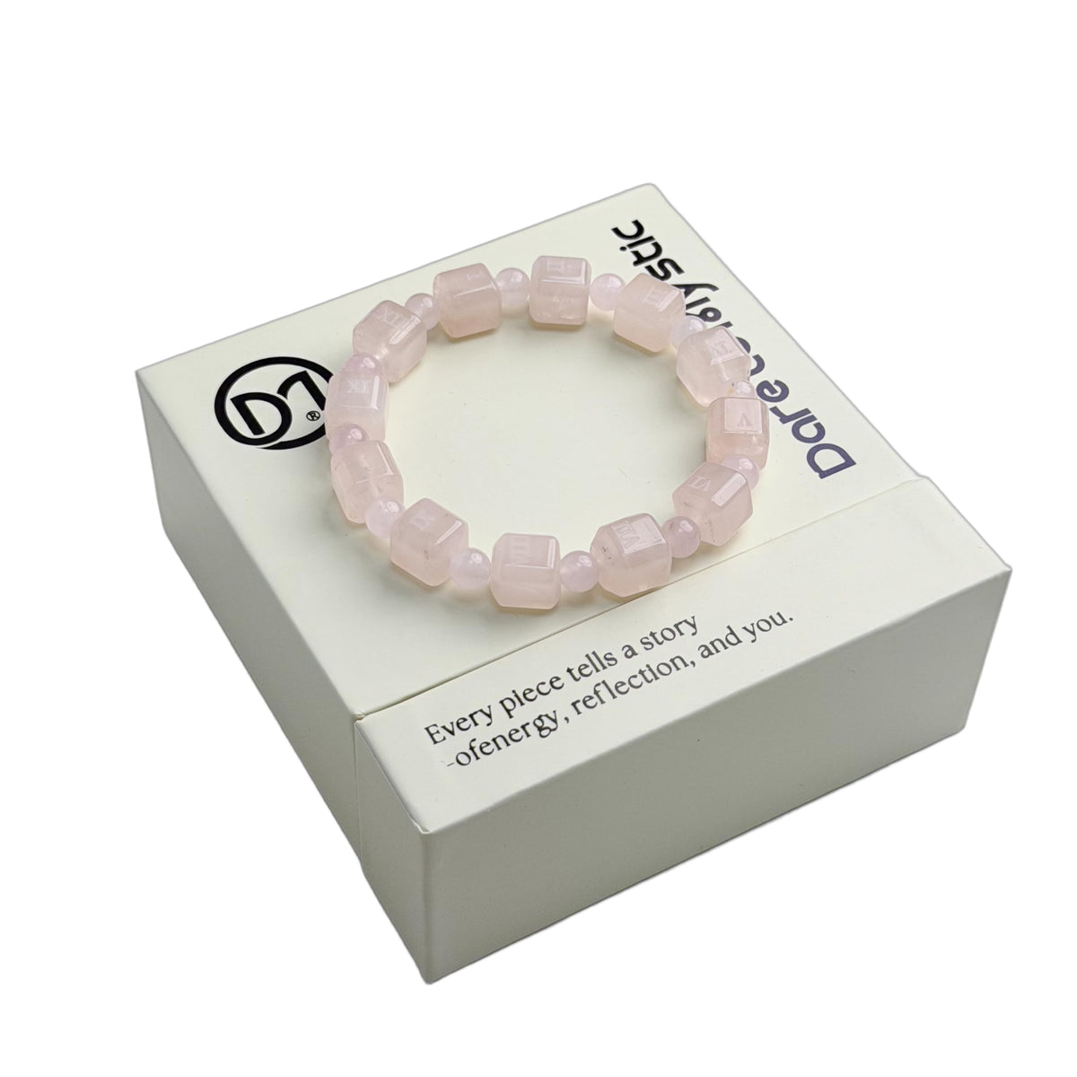 Rose Quartz Sugar Cube Healing Crystal Bracelet for Women – Love, Compassion, Emotional Balance, Stress Relief & Self-Love Energy Jewelry, Premium Gift-Box Included for Ready-to-Give Jewelry Gifts