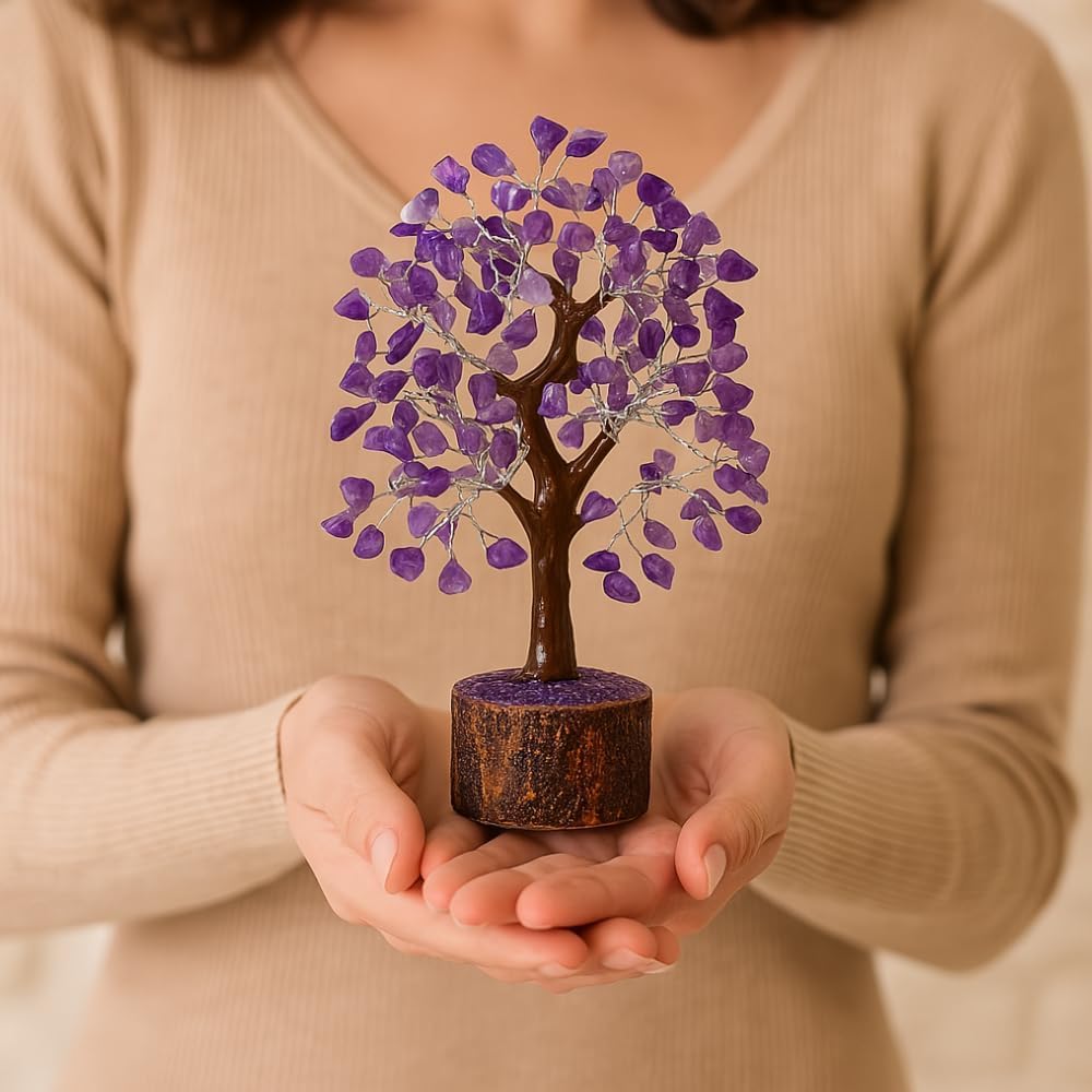 ANAYA AGATE Amethyst Crystal Tree of Life - Handmade Healing Bonsai Purple Tree for Home & Office Decor, Positive Energy & Good Luck, Ideal for Christmas Decor & Birthday Gifts for Women, Men