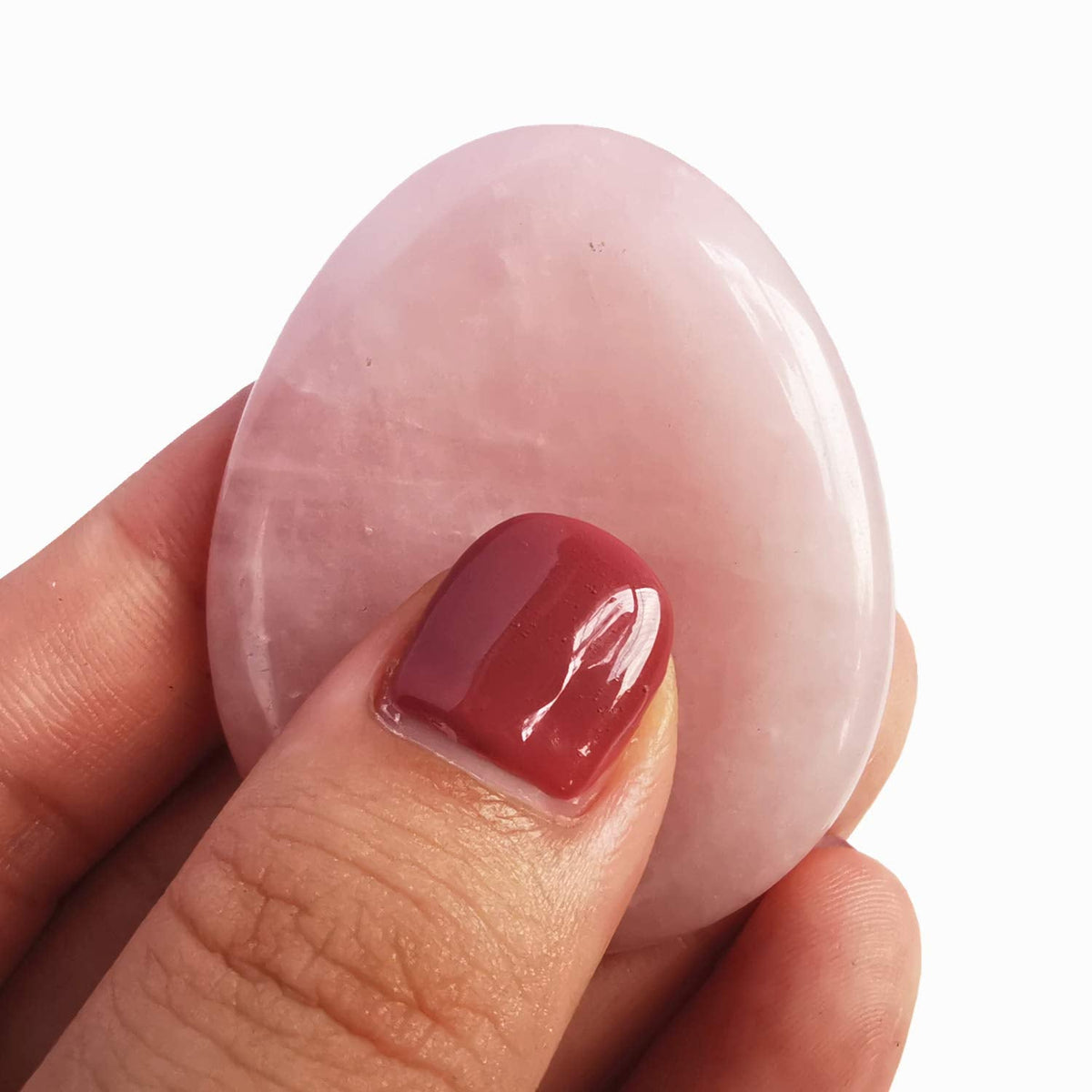 Bacatgem Natural Rose Quartz Water Drop Chakra Thumb Worry Stone,Stress Relax Healing Reiki Crystal Pocket Palm Stones