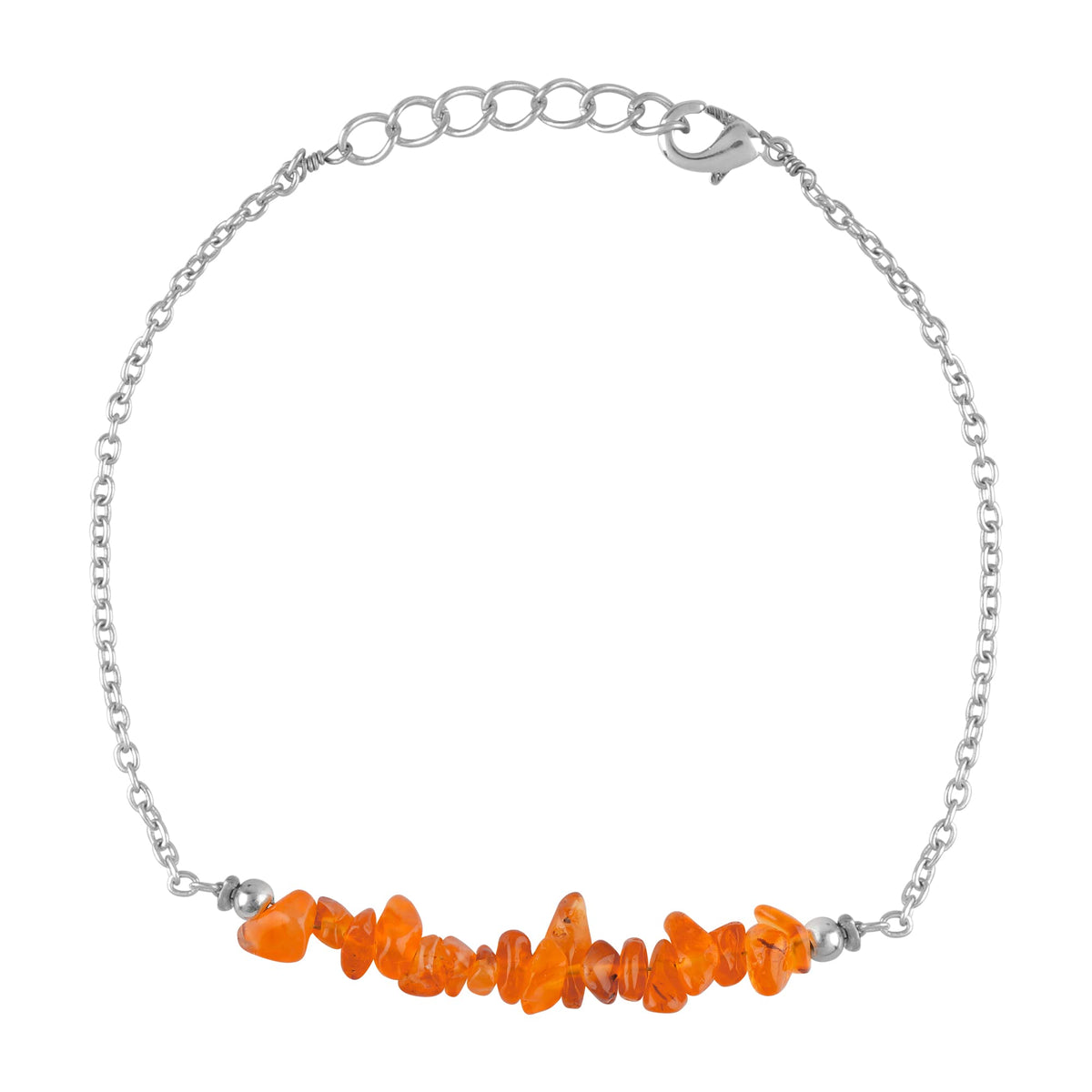 Gemimpression Handmade Carnelian Chips Bar Bracelet – Natural Energy Healing Crystals – Silver Plated Adjustable 8 Inch Chain – Christmas Gift
