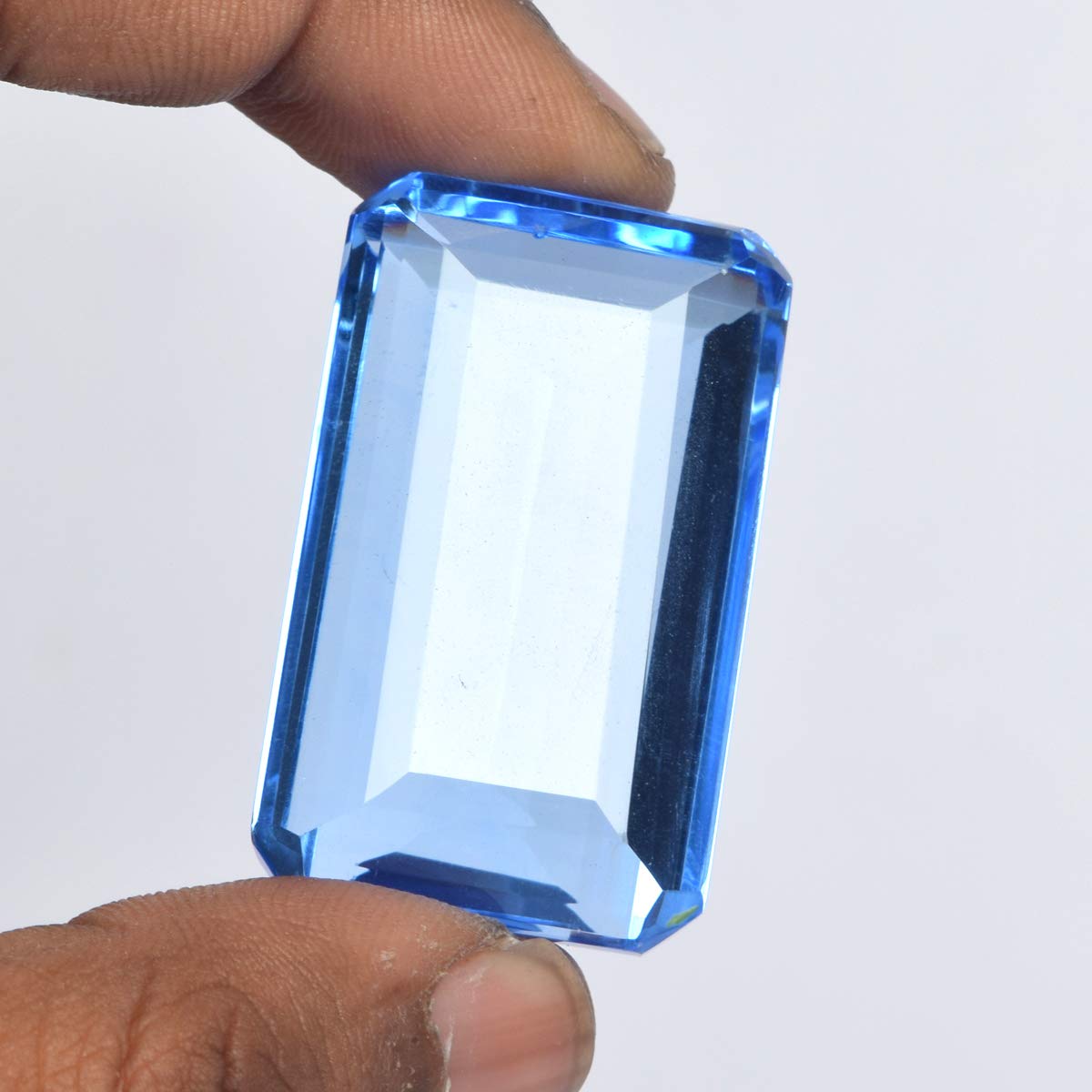 GEMHUB Gemstone For Necklace Blue Topaz Approx 90-100 Ct Emerald Cut Blue Topaz Jewelry Making Loose Gemstone Jewelry For Women