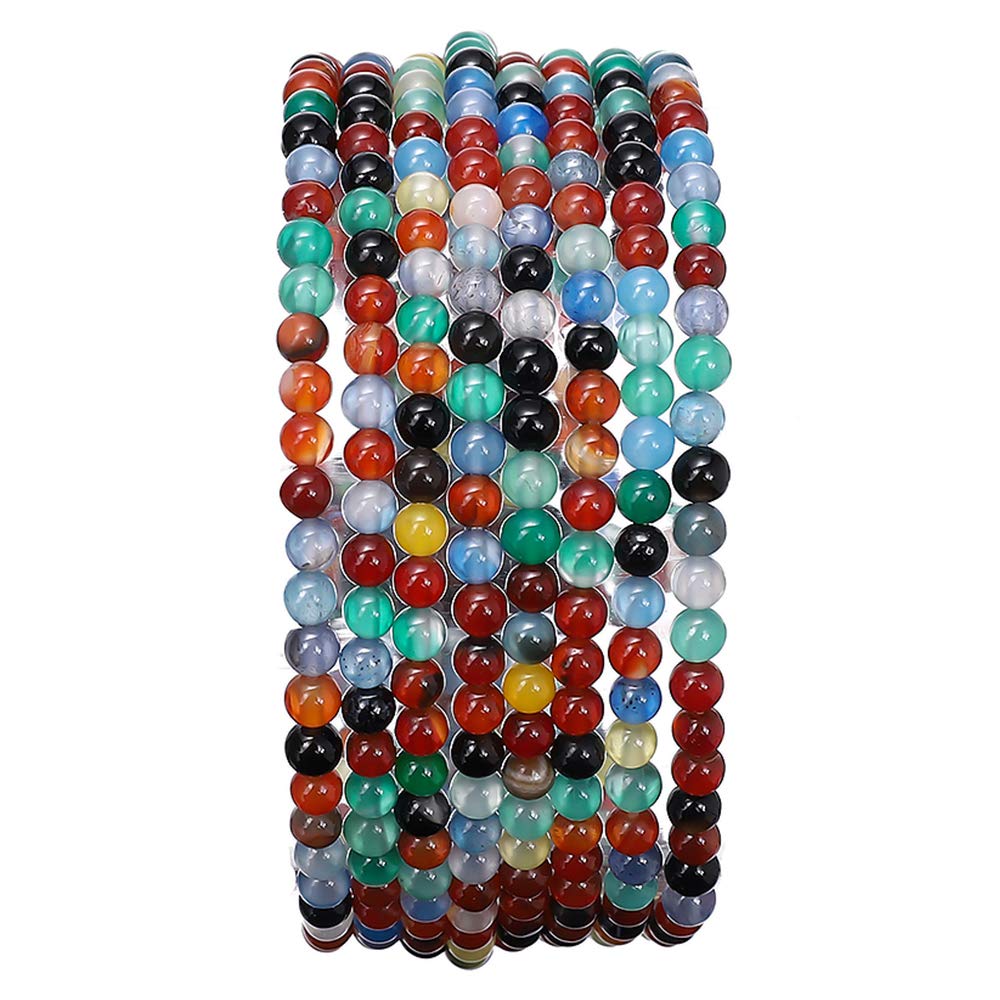 BEADIA Natural Colorful Agate Stone Round Loose Semi Gemstone Beads for Jewelry Making 3-3.5mm 38cm/Strand