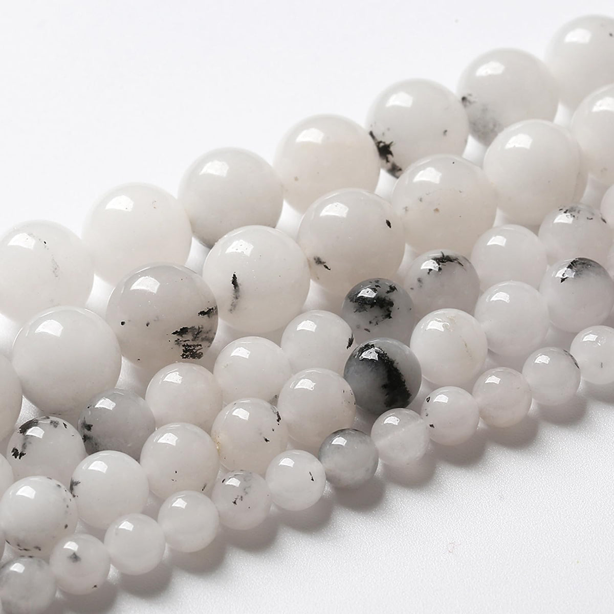 32pcs 12mm Natural Black Rutilated Quartz Crystal Jade Stone Beads for Jewelry Making Energy Healing Power Stone Beads DIY Bracelet Necklace Accessories 15" (12mm, Black Rutilated Quartz Jade)