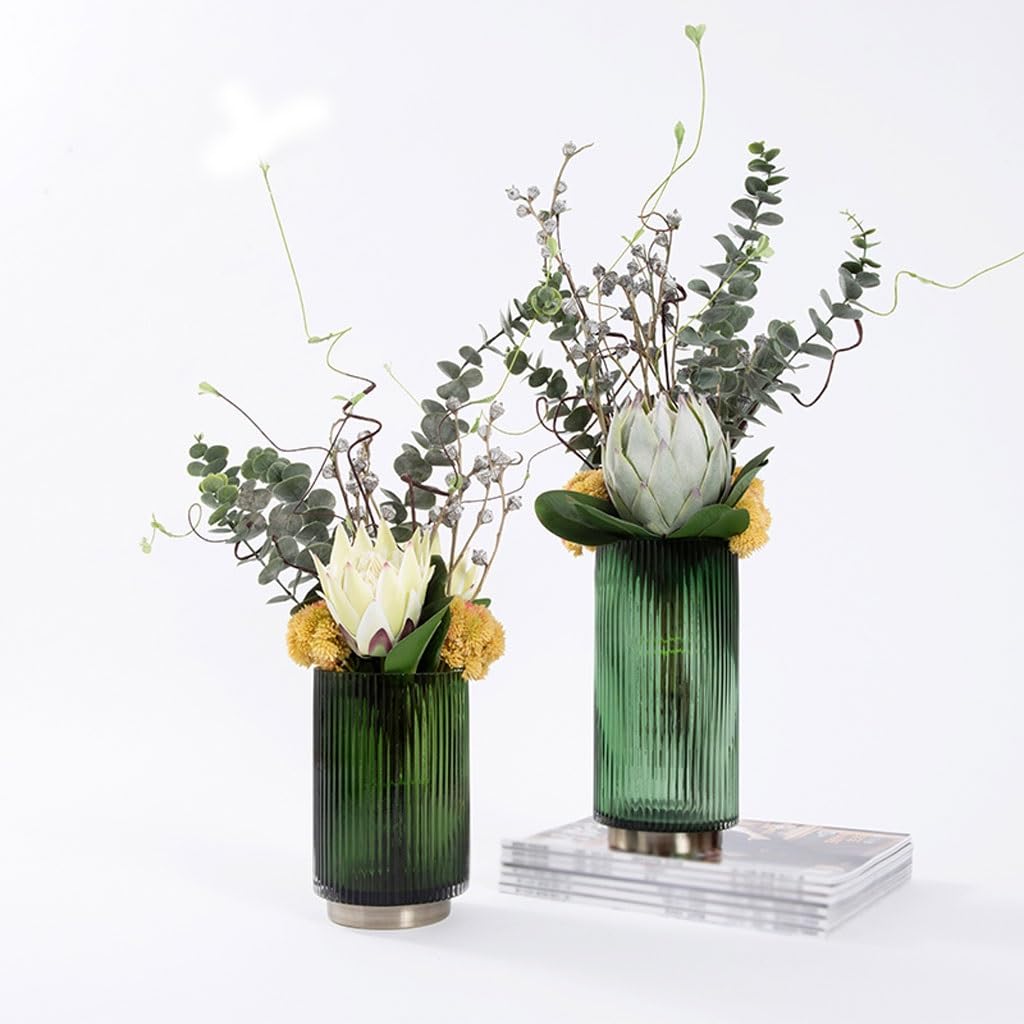 Simulation Tree Potted Plant Nordic Light Luxury Simulation Flower Art Decoration Living Room Dining Table Negotiating Table Glass Bottle Flower Arrangement Decoration Artificial Bonsai Tree(B)