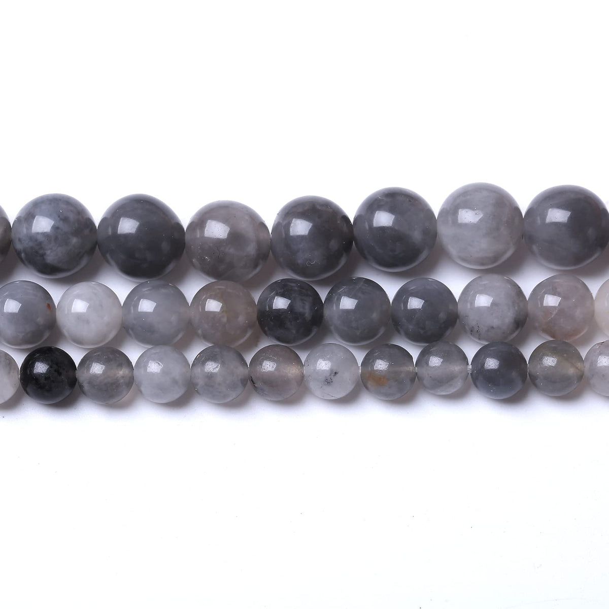 60PCS 6MM Natural Grey Crystal Beads Round Loose Stone Beads for Jewelry Making DIY Energy Stone Healing Power Bracelet 15"