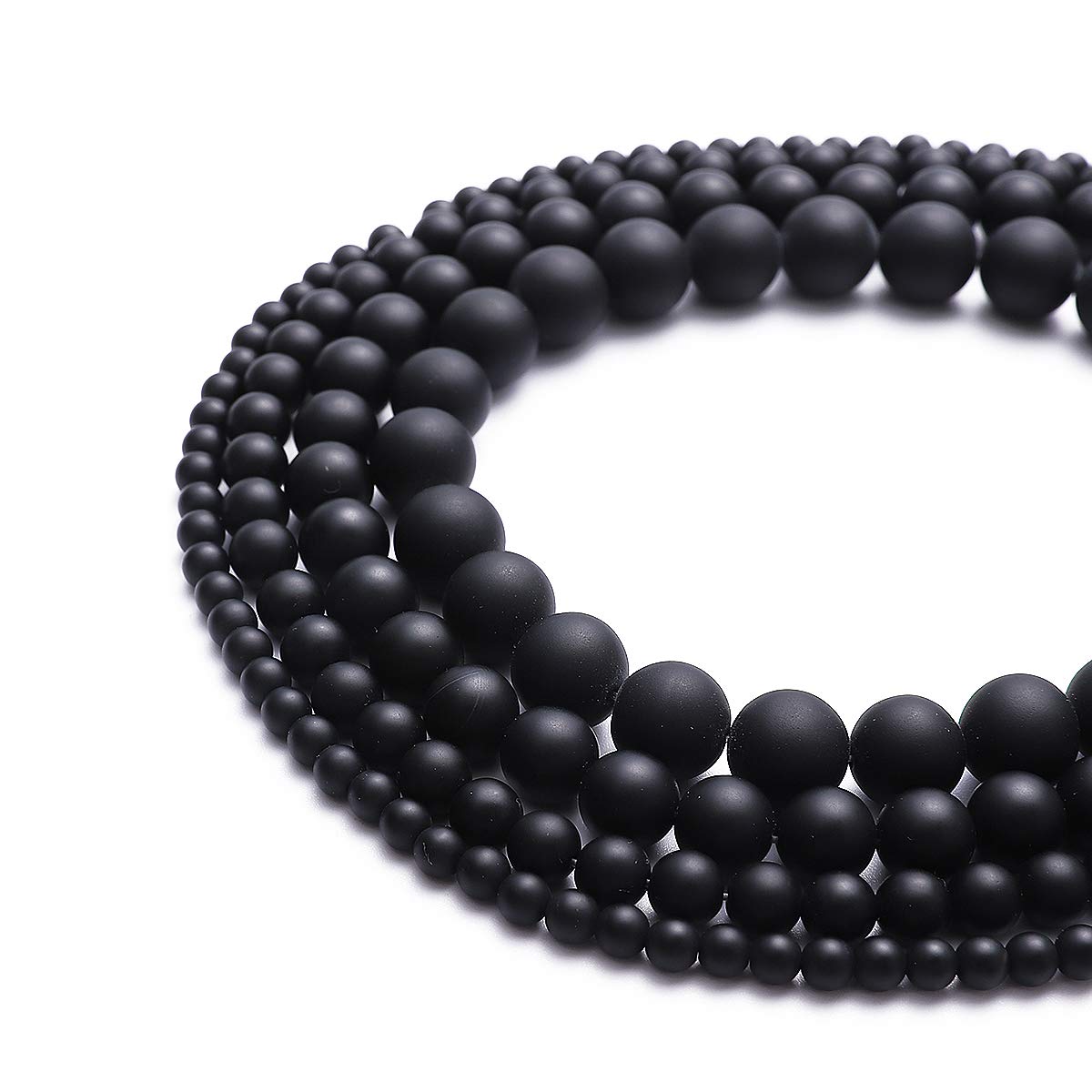 BEADIA Matte Black Onyx Natural Stone Round Loose Semi Gemstone Beads for Jewelry Making 4MM 89PCS
