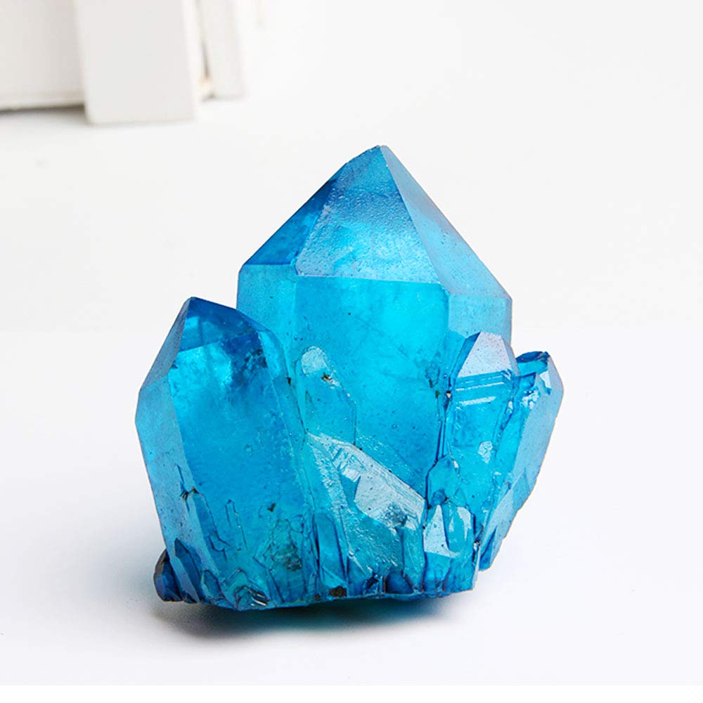Wixine 1Pcs Blue Color Titanium Natural Quartz Cluster Crystal Gemstone Specimens