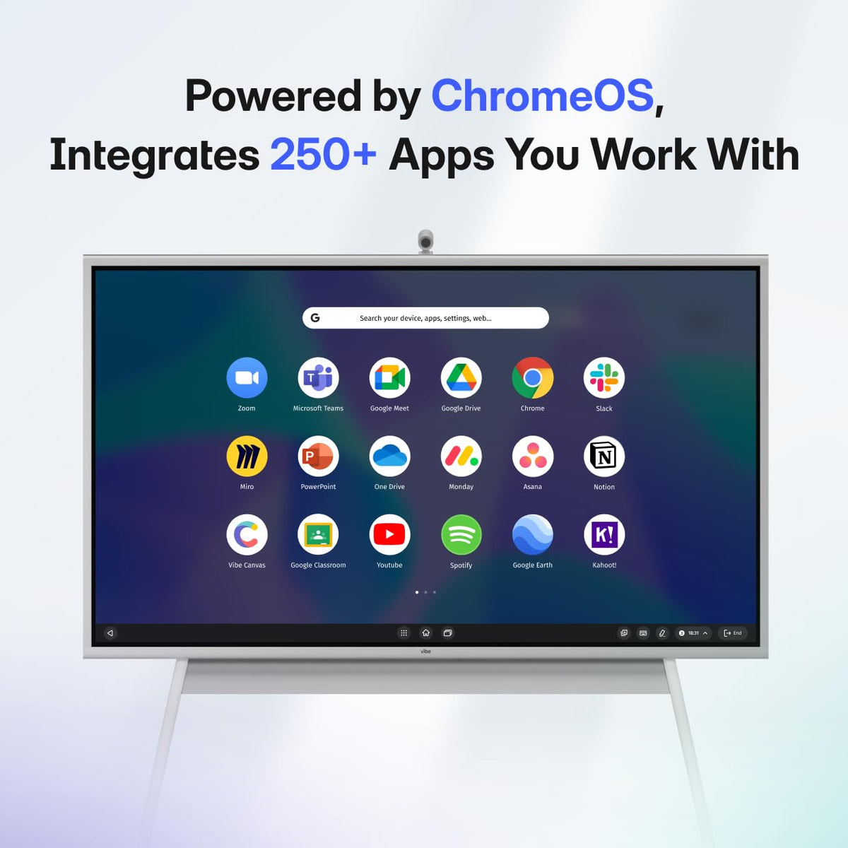 Vibe S1 4K UHD Smart Board, 55 Inch Digital Whiteboard for Office and Classroom, Electronic Presentation Meeting Device for Hybrid Work, Interative Touchscreen Display, Chrome OS and 250+ Free Apps