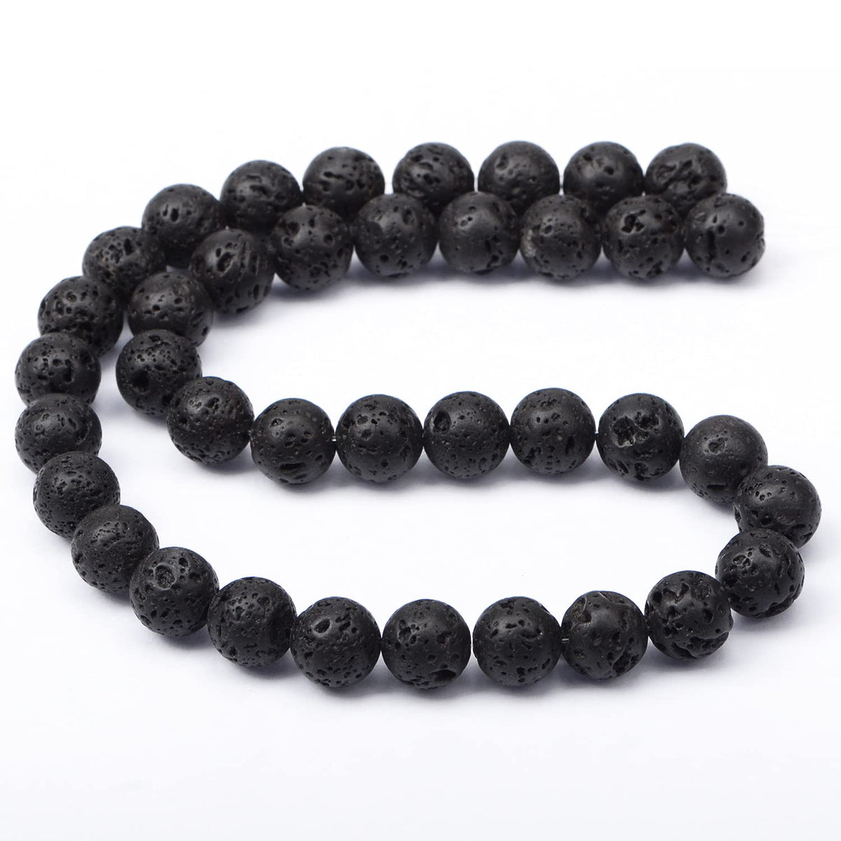 AD Beads Natural Gemstone Round Loose Beads 15" for Bracelet Necklace Earrings Jwelery Making Crafts DIY (10mm, Black Lava Stone)