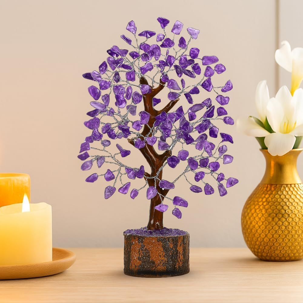 ANAYA AGATE Amethyst Crystal Tree of Life - Handmade Healing Bonsai Purple Tree for Home & Office Decor, Positive Energy & Good Luck, Ideal for Christmas Decor & Birthday Gifts for Women, Men