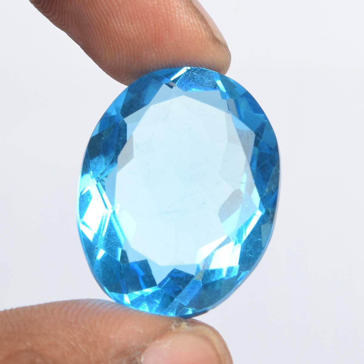 GEMHUB Loose Gemstones Beads for Jewelry Making 73.50CT Swiss Blue Topaz Oval Shaped Beads for Bracelets
