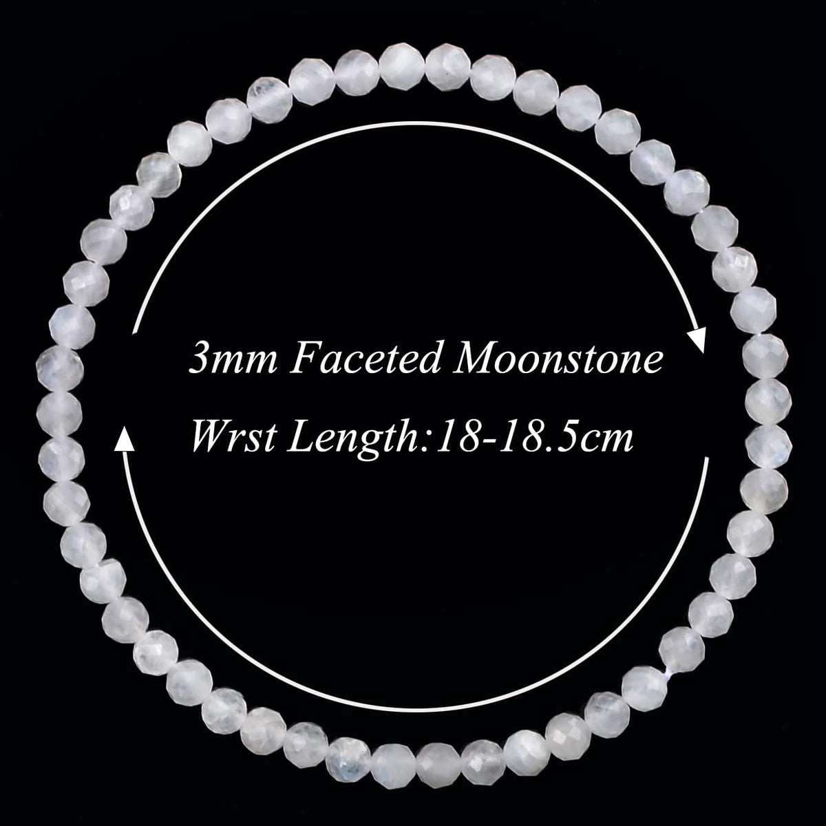 MASSIVE BEADS Natural Genuine Gemstone Beads Healing Crystal Chakra Reiki Jewelry Faceted Round Beads Bracelets (Blue Moonstone, 3mm)