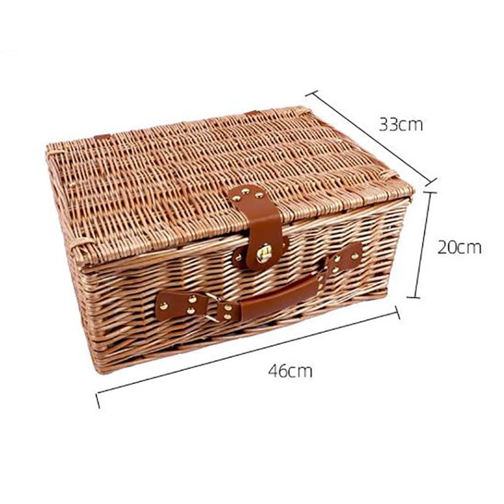 Storage Basket,4 Person Picnic Baskets - Luxury Wicker Hamper Sets -Premium Set with Flatware,Plates,Wine Glasses and Bottle Opener,for Camping Outdoor Party