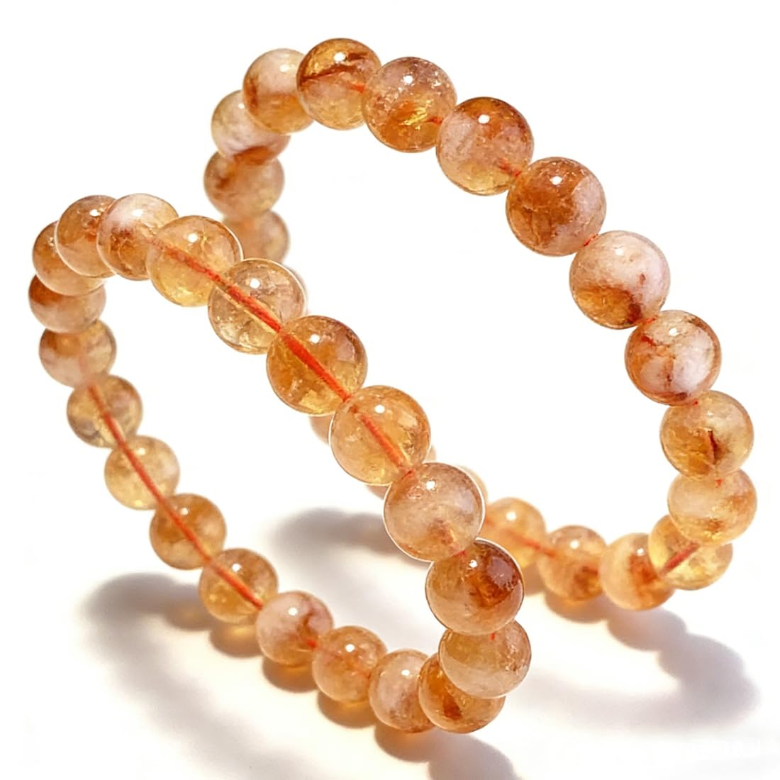 OwizJade Citrine Bracelets for Women Men:8MM & 10MM | Natural Solar Plexus Chakra Crystal and Gemstones for Bringing Wealth Motivation Self-confidence | Spritual Stretch Jewelry for Couple